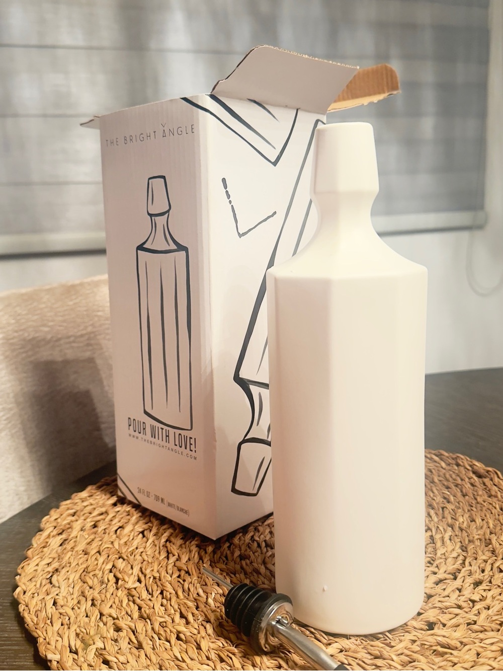 Porcelain Bottle Pourer - Cream Decorative Pouring Bottle